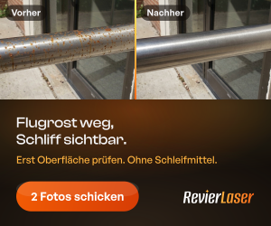 Anzeige Flugrost auf Edelstahl, Google Display Medium Rectangle, 300 × 250 Pixel