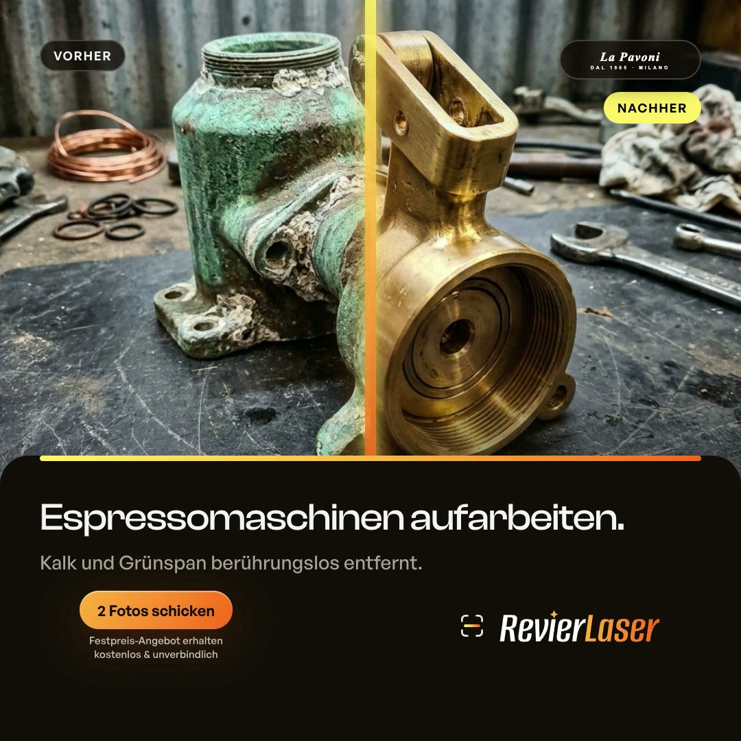 La Pavoni Messing-Brühgruppe (Split-Ad)