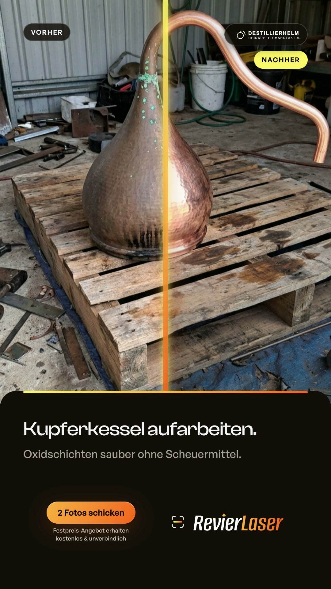 Kupfer-Destillierhelm (Split-Ad)